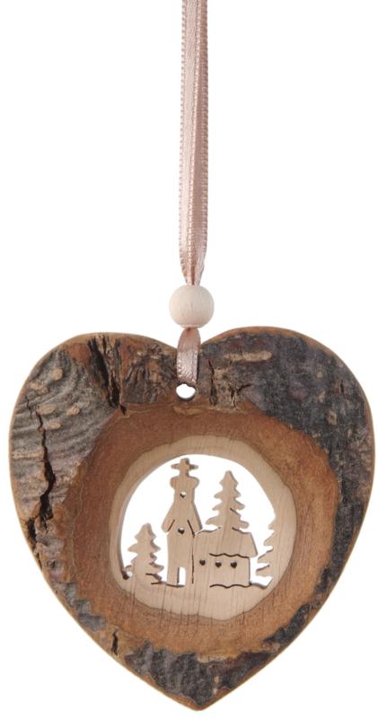 Coeur suspendu en bois naturel