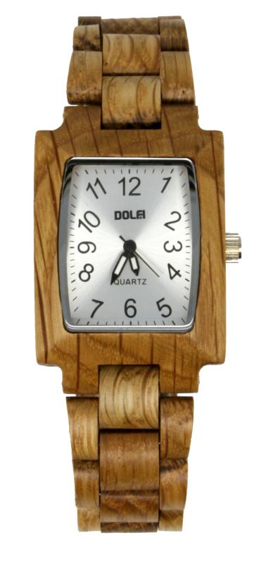 Horloge dame en bois, cadran rectangulaire, Eve