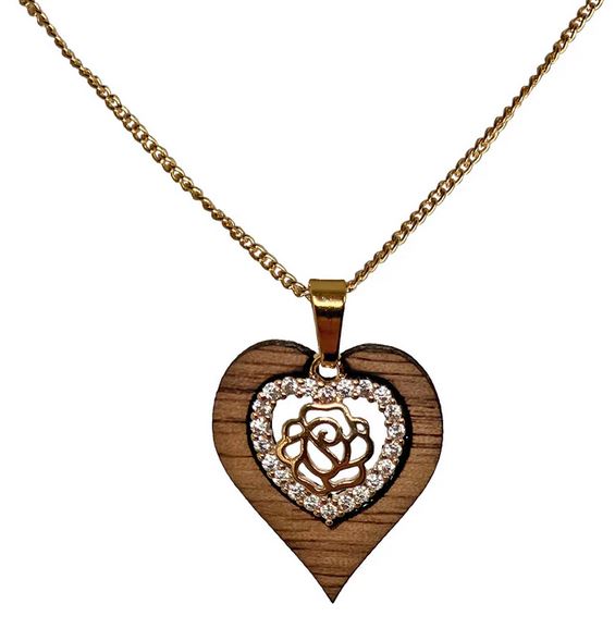 Walnut Wood Heart Necklace | Gift for Mum