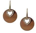 Pendientes de Madera con Corazón y Brillantitos
