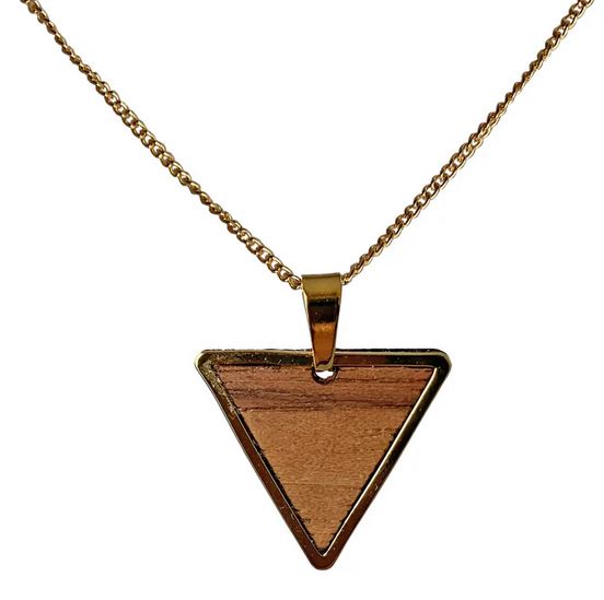 Collier avec Pendentif Triangulaire en Bois de Noyer | Design Géométrique