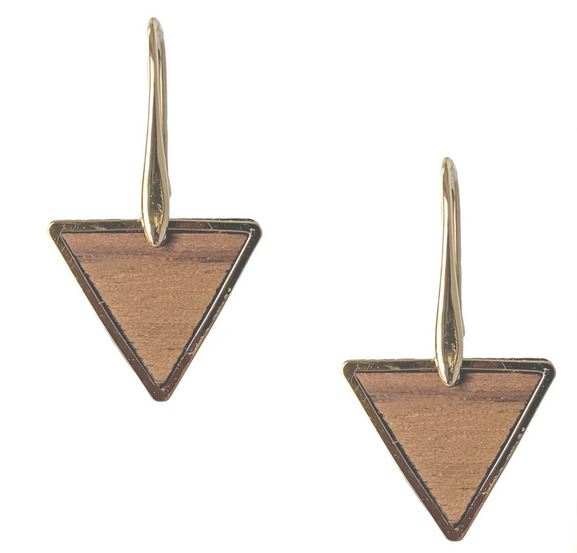 Pendientes Triangulares de Madera de Nogal | Diseño Geométrico