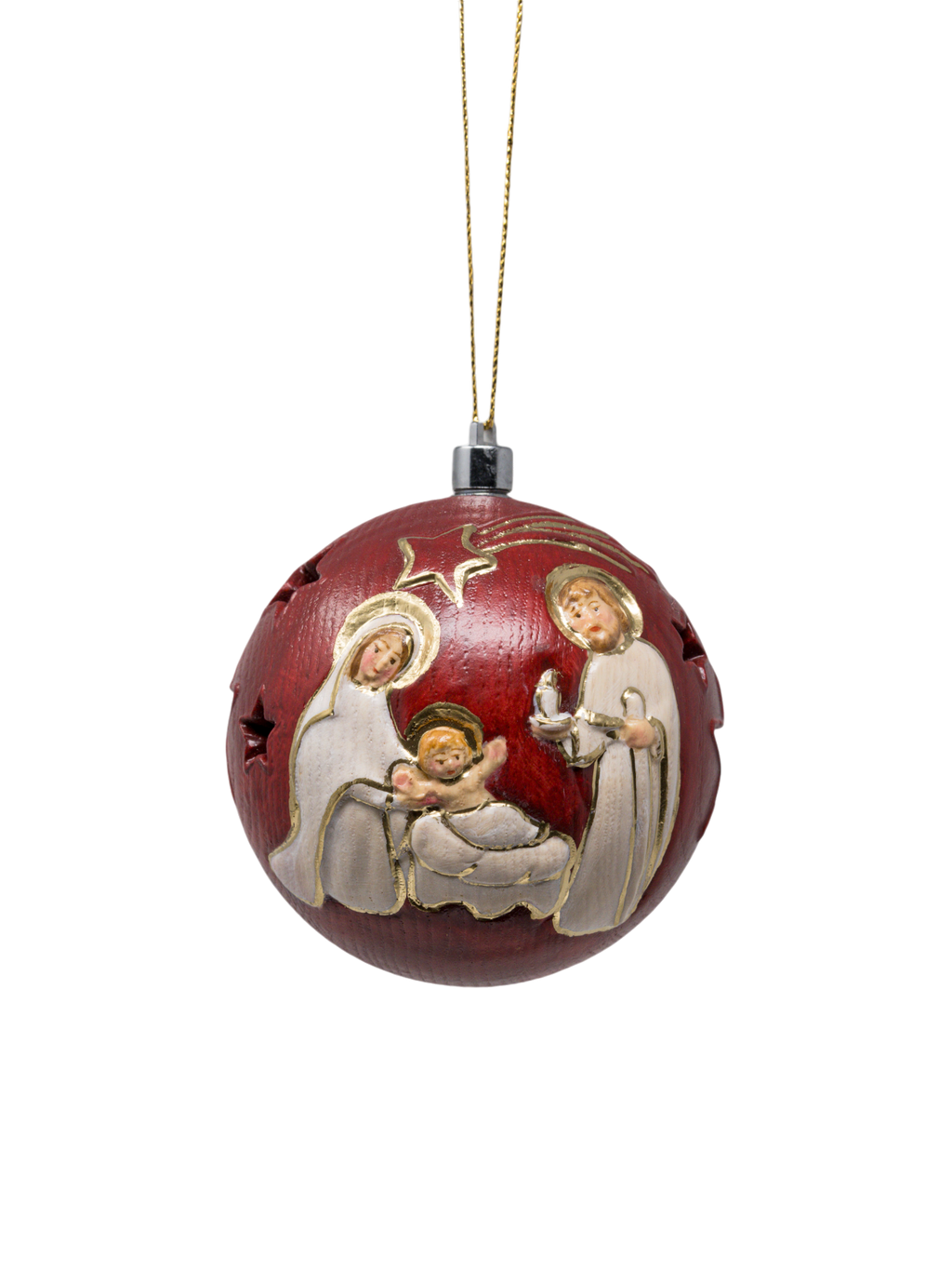 Boule de Noël en bois sculptée avec led