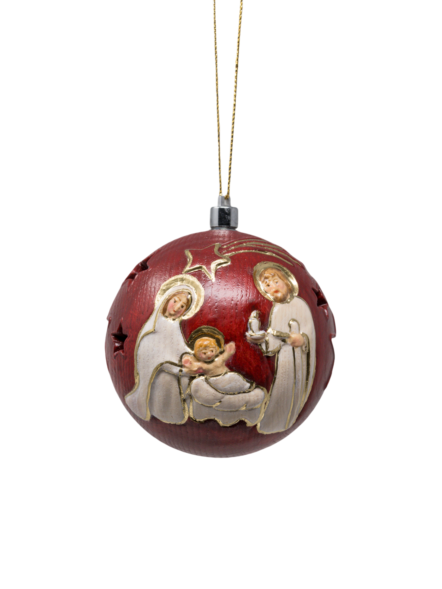 Boule de Noël en bois sculptée avec led