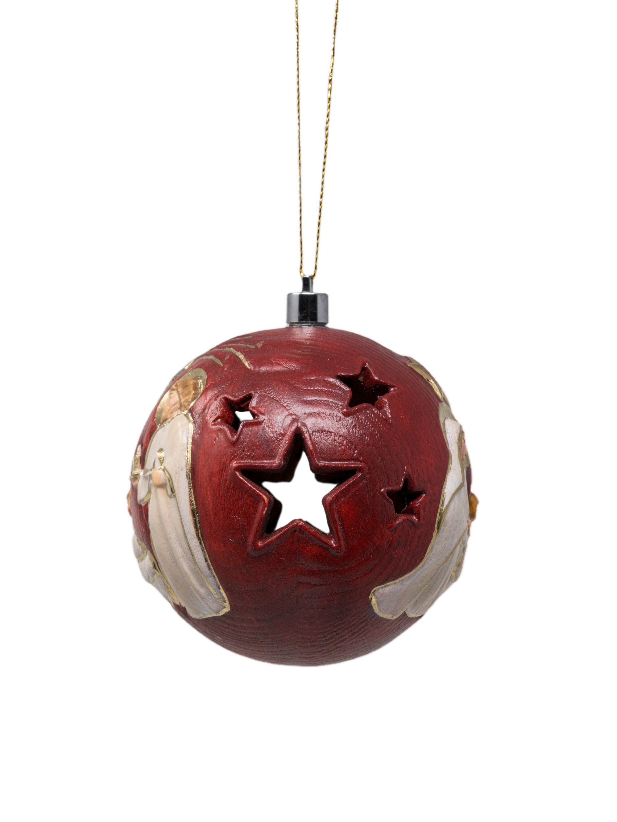 Boule de Noël en bois sculptée avec led
