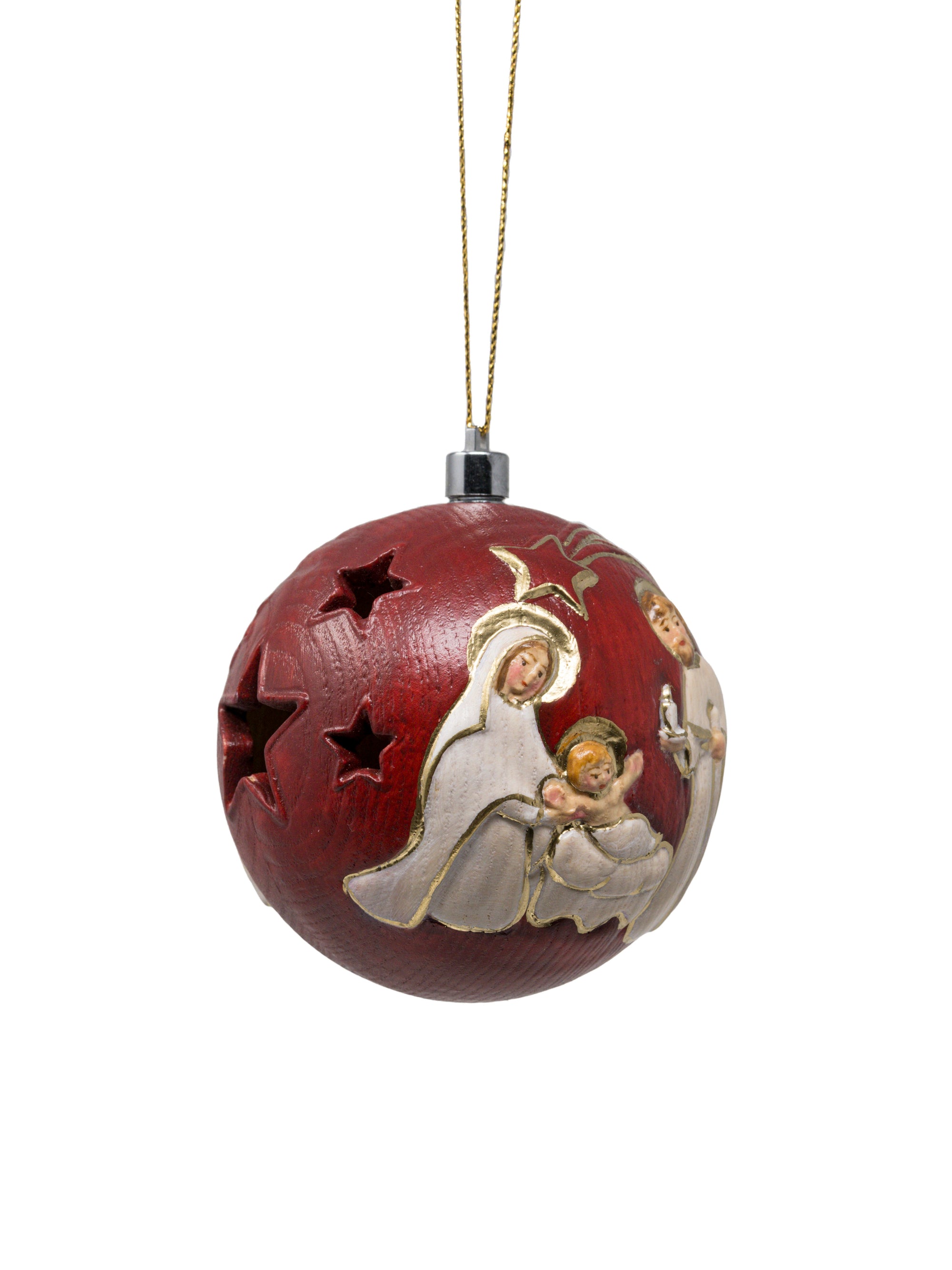 Boule de Noël en bois sculptée avec led