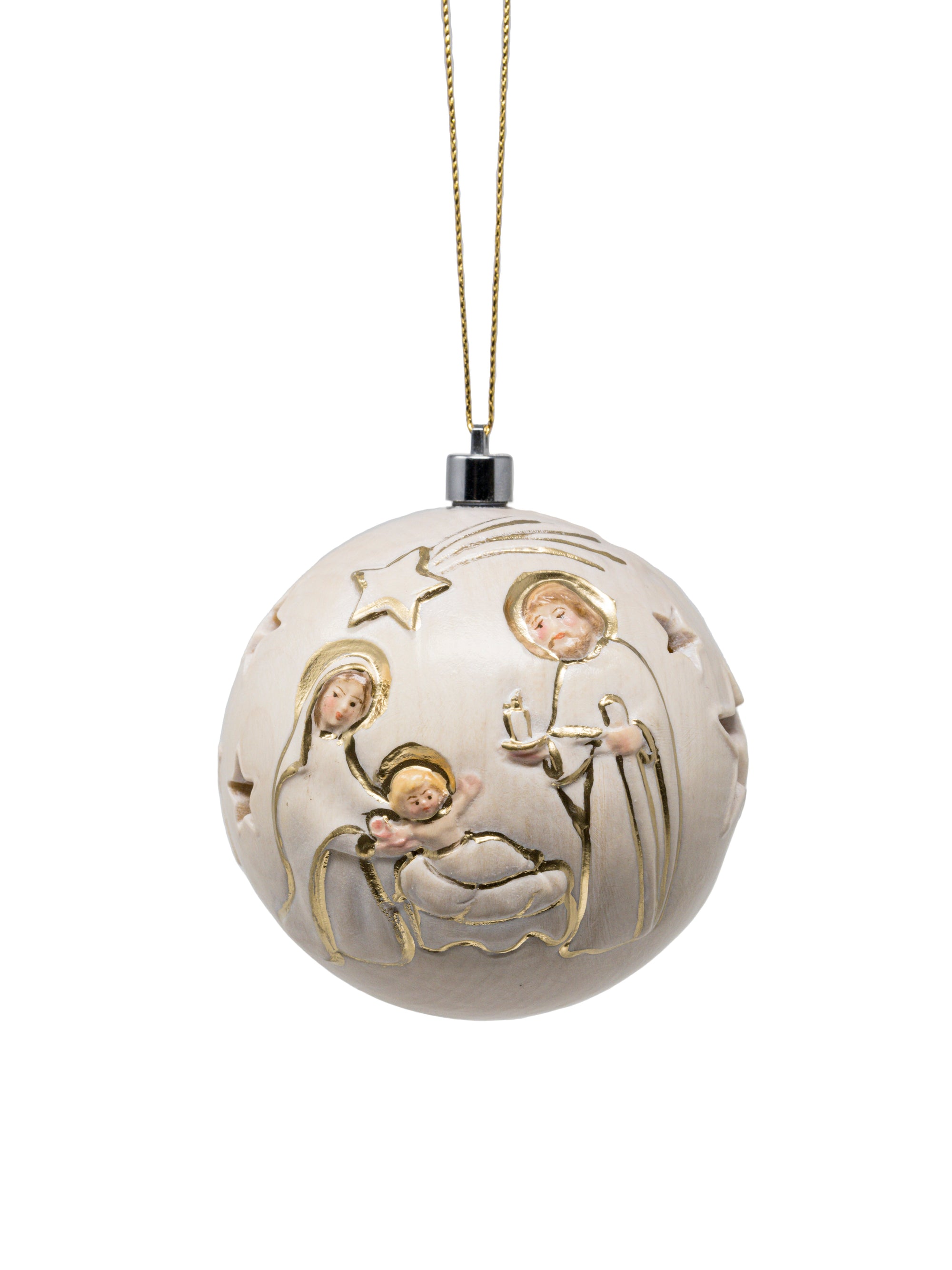 Boule de Noël en bois sculptée avec led