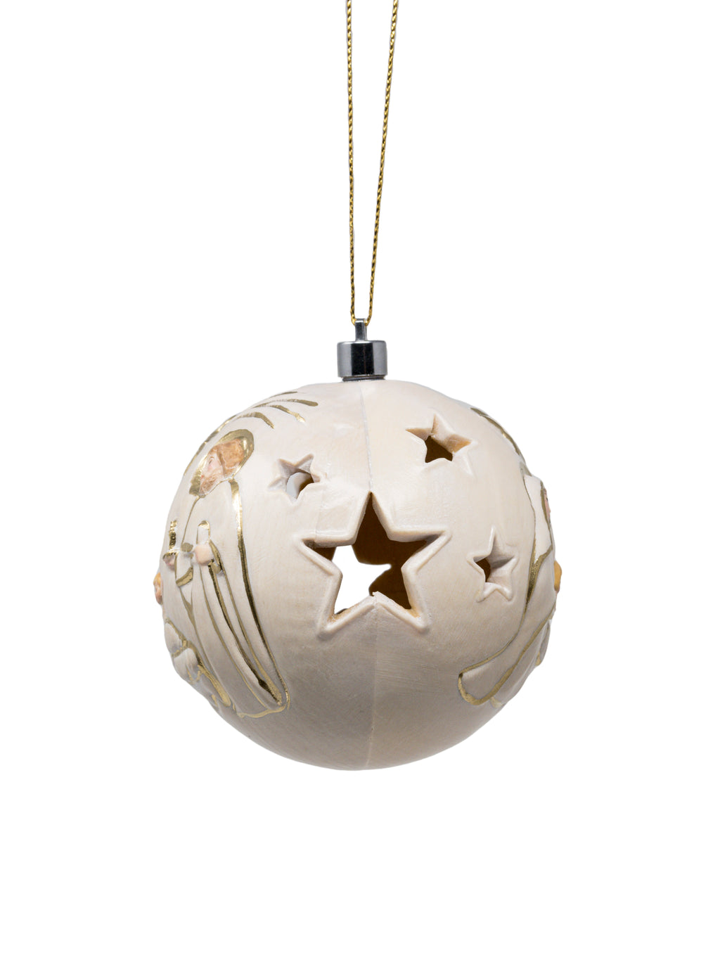 Boule de Noël en bois sculptée avec led
