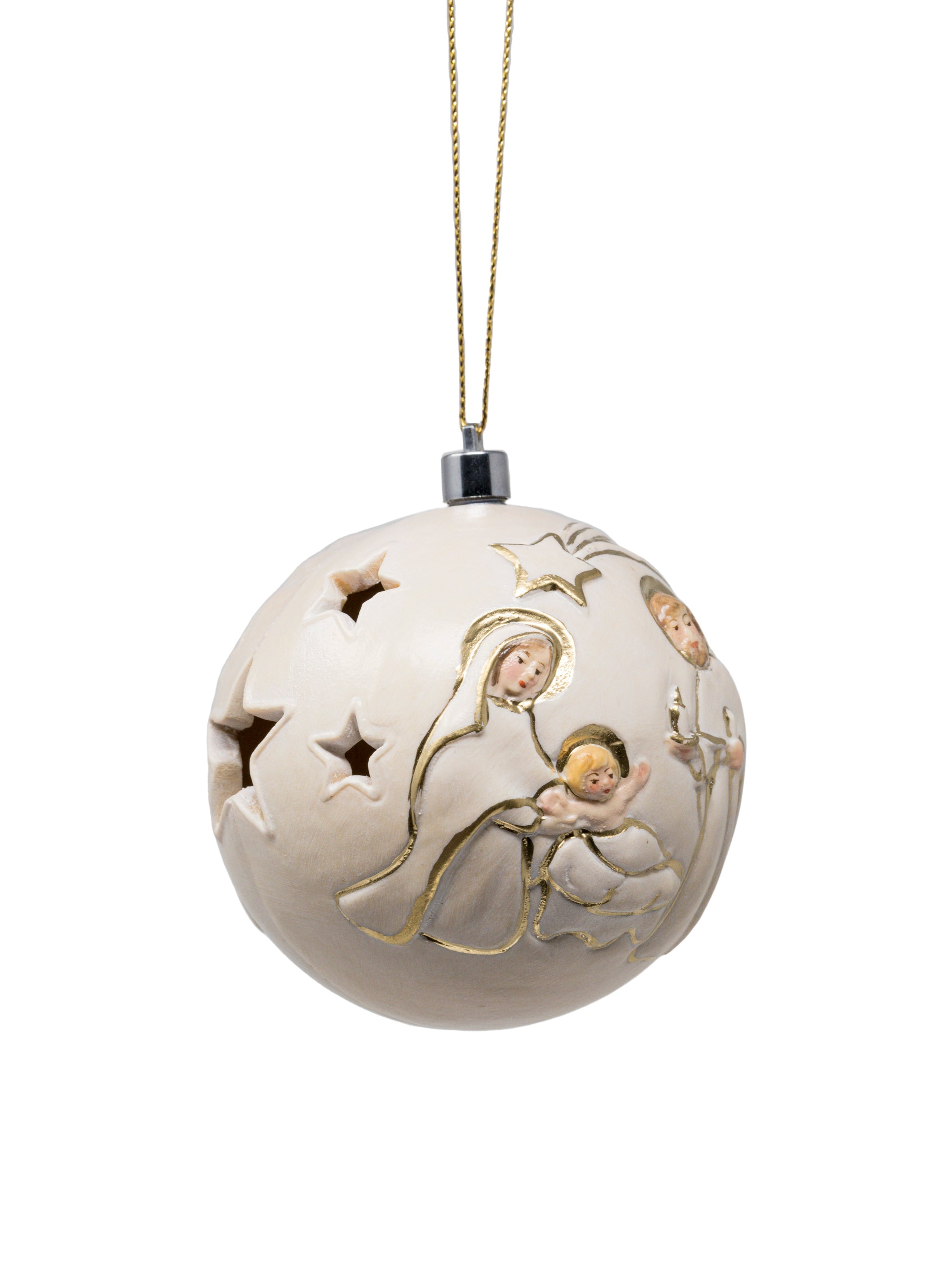 Boule de Noël en bois sculptée avec led