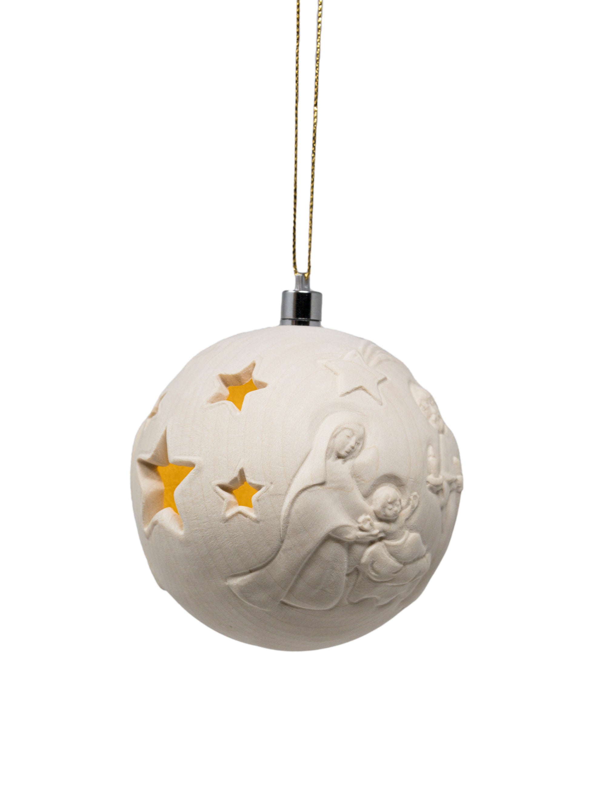 Boule de Noël en bois sculptée avec led