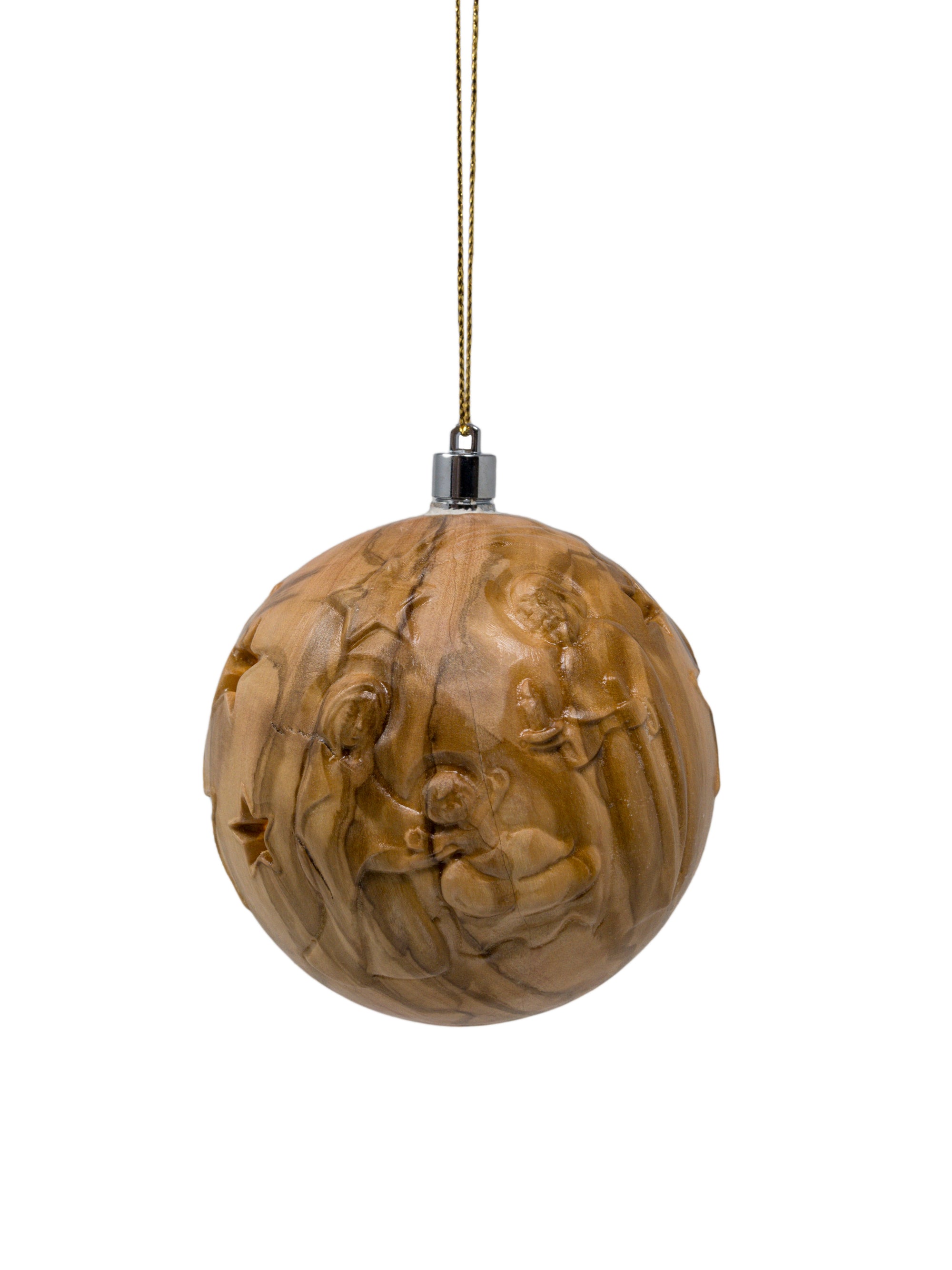 Boule de Noël en bois sculptée avec led
