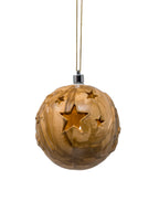 Boule de Noël en bois sculptée avec led
