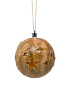 Boule de Noël en bois sculptée avec led