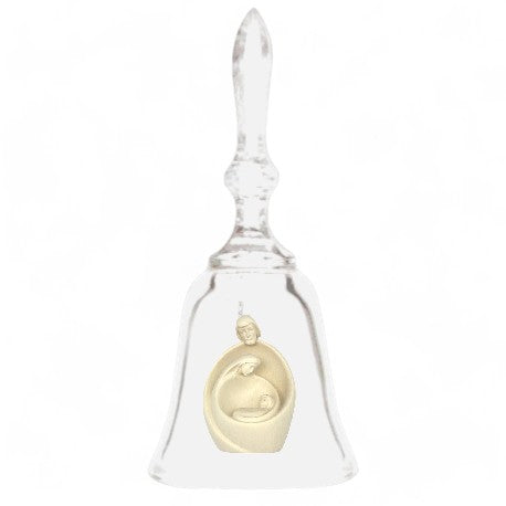 Cloche en cristal et Sainte Famille en bois