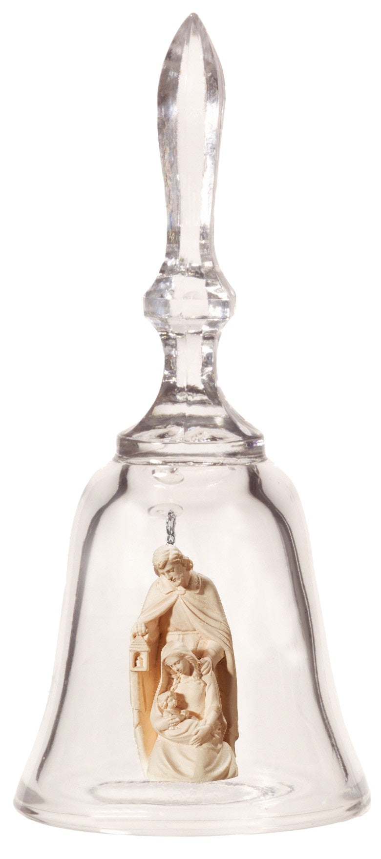 Cloche en cristal avec une crèche en bois