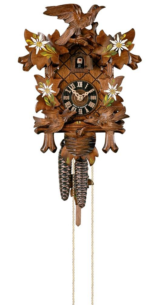 Kuckucksuhr mit handbemalten Blumen
