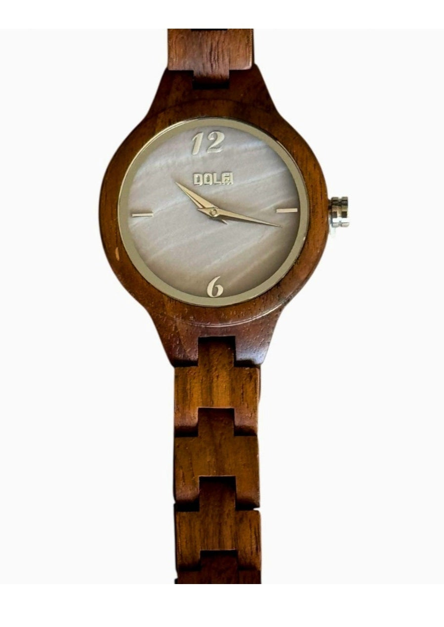 Reloj Cecilia de madera de nogal con esfera gris – Dolfi