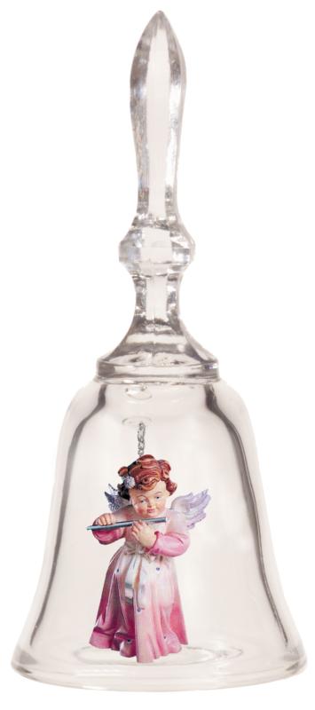 Cloche en cristal avec un ange jouant de la flûte traversière