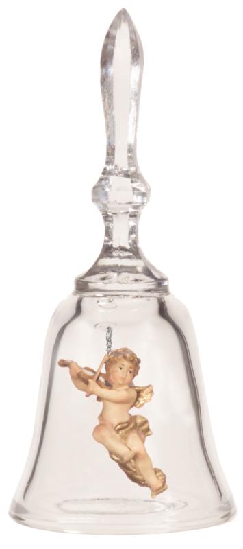 Cloche en cristal ornée d'un ange volant jouant du violon