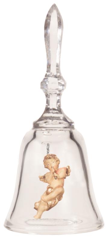 Cloche en cristal ornée d'un ange jouant de la flûte