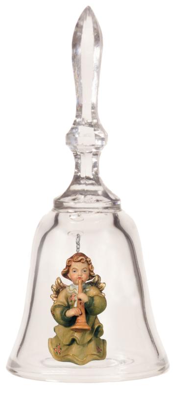Cloche de cristal avec ange jouant de la trompette