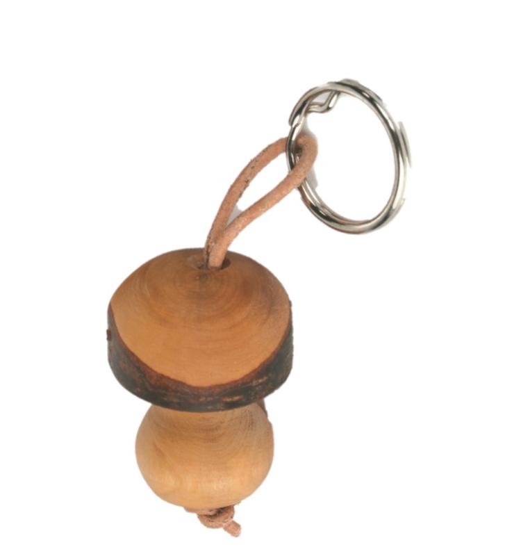 Porte-clés avec petit champignon en bois