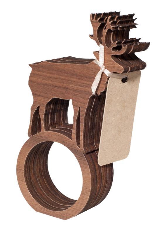 4 Porte-serviettes cerf en bois