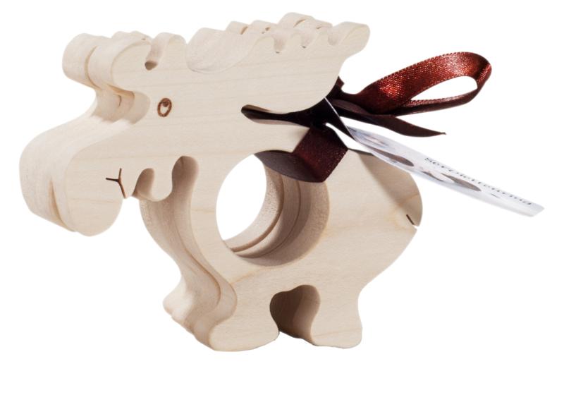 Serviettenringe mit Elch Motiv aus Holz