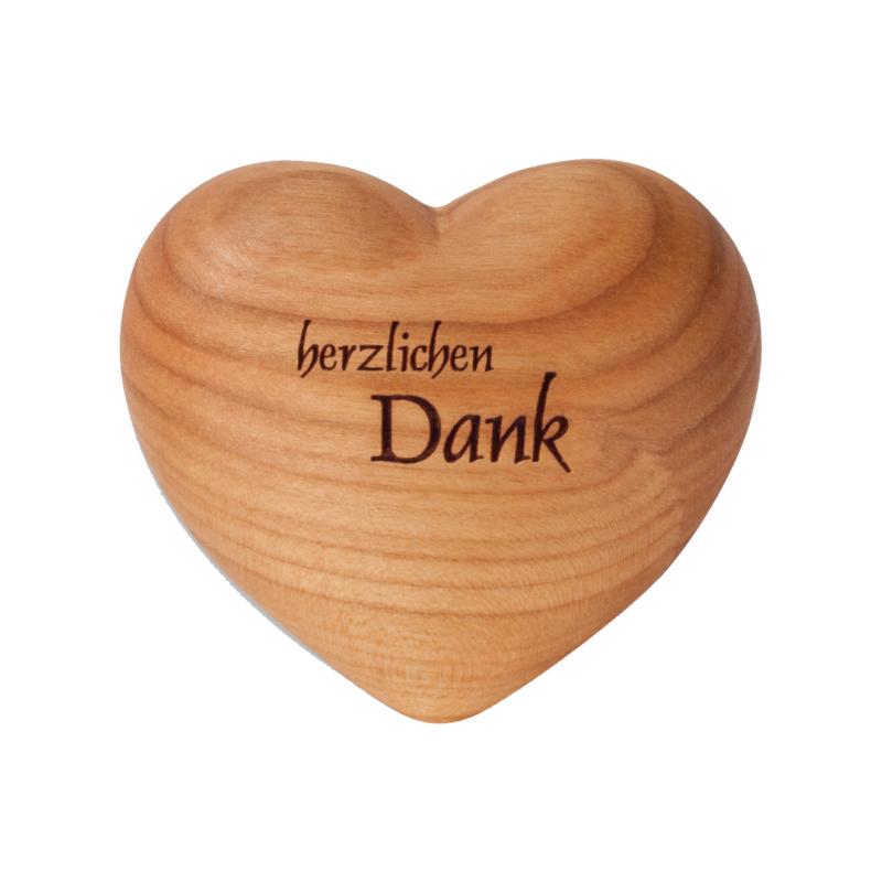 Coeur en bois avec dédicace allemande Merci du fond du coeur