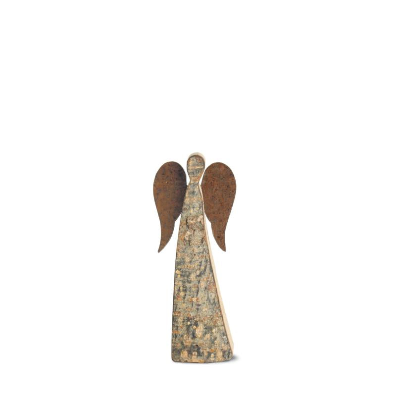 Ange en bois avec ailes en métal 12 cm