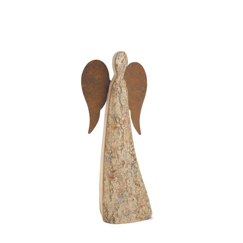 Ange en bois écorcé 30 cm