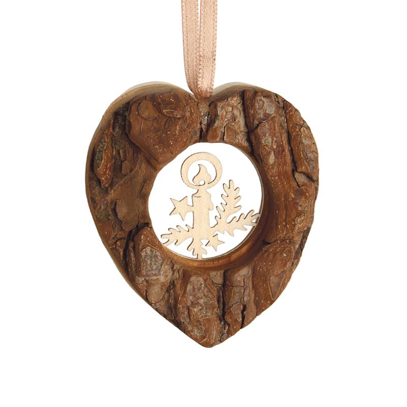 Coeur en bois naturel à suspendre