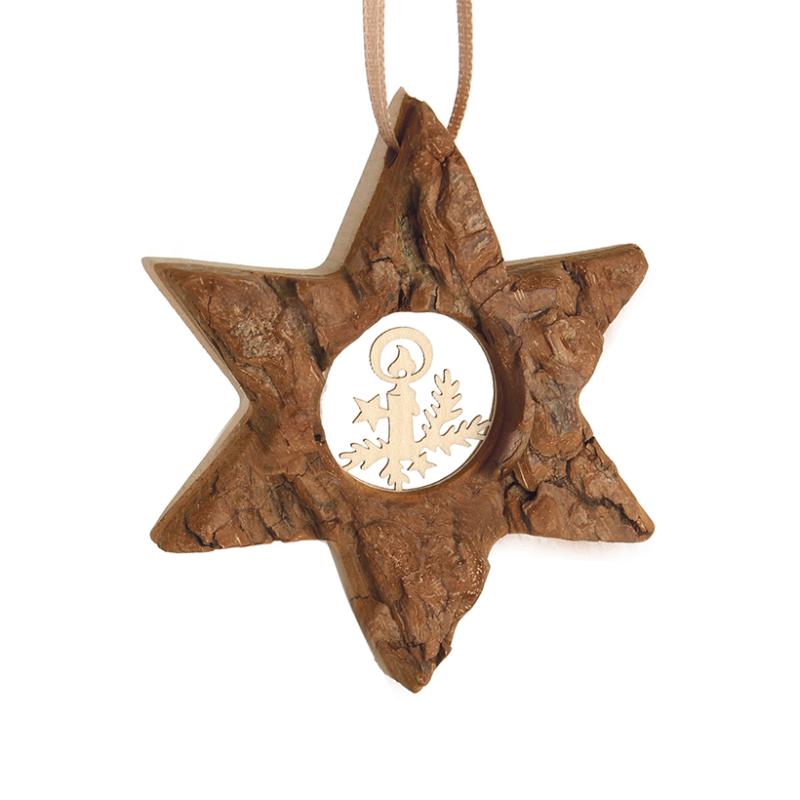 Rindenanhänger Stern Holz