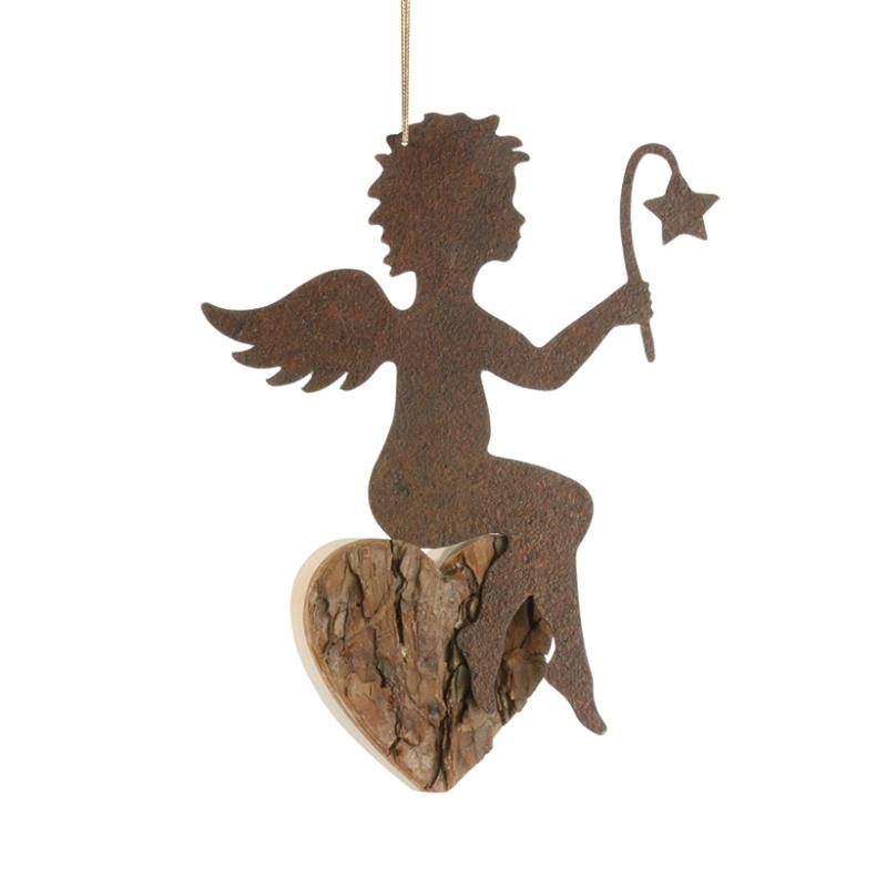 Himmelsbote Engel Holz mit Herz 15 cm