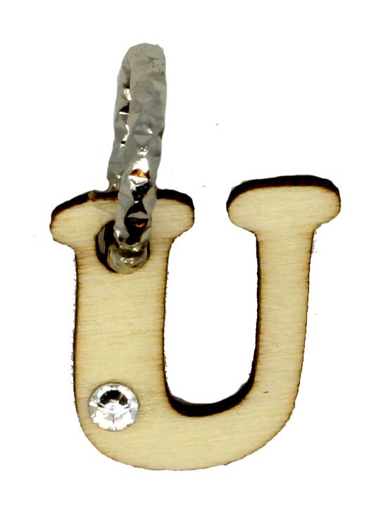 Breloque en bois avec la lettre U 6 pièces