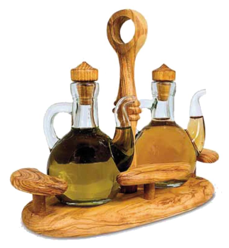 Huile et vinaigre en bois d'olivier