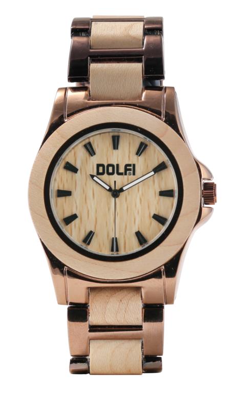 Montre rose en bois et acier, Wesley