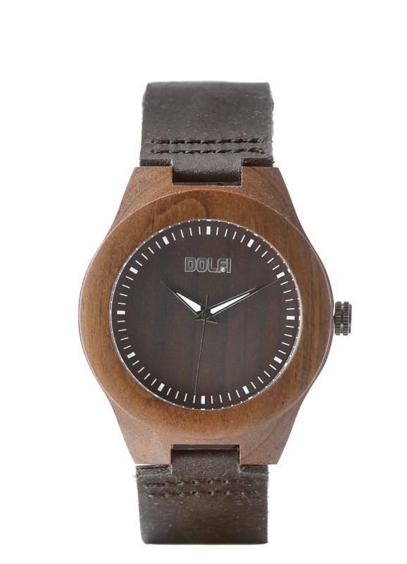 Montre en bois et cuir, Wolf