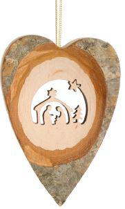 Coeur avec Nativité en bois