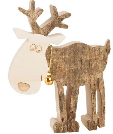 Renne en bois avec cloche 11 cm