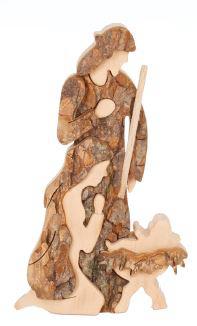 Sainte Famille en bois avec écorce 12 cm