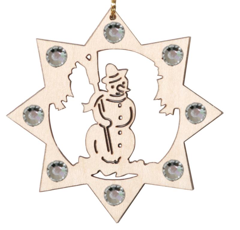 Le bonhomme de neige en bois et cristaux de Swarovski