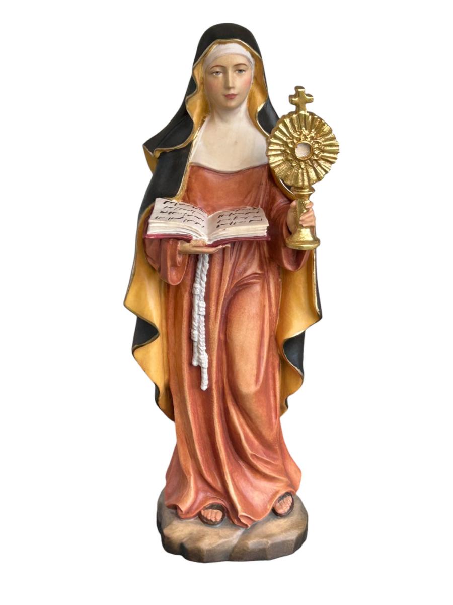 Heilige Klara von Assisi aus Holz - mit Ölfarben lasiert