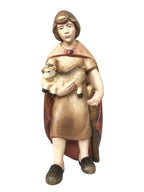 Figurine de berger avec chèvre pour crèche en bois