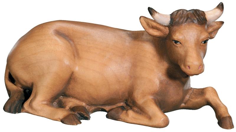 Bœuf de crèche couché en bois