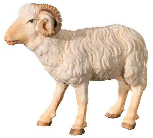 Widder aus Holz Krippenfigur - mit Ölfarben lasiert