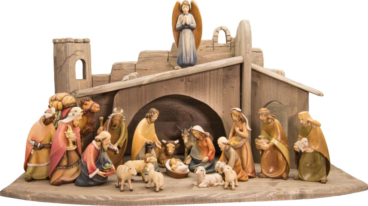 Crèche Leonardo avec étable et 20 figurines