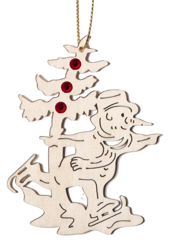 Père Noël avec patins à glace et cristal Swarovski