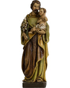 Heiliger Josef mit Kind und Lilie aus Kunststoff