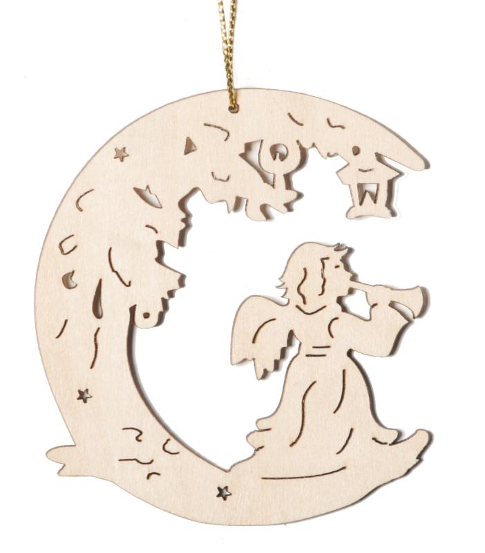 Décoration de lune avec ange en cristal Swarovski